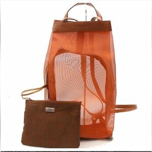 Loewe rust Mesh Backpack with Chestnut Pouch